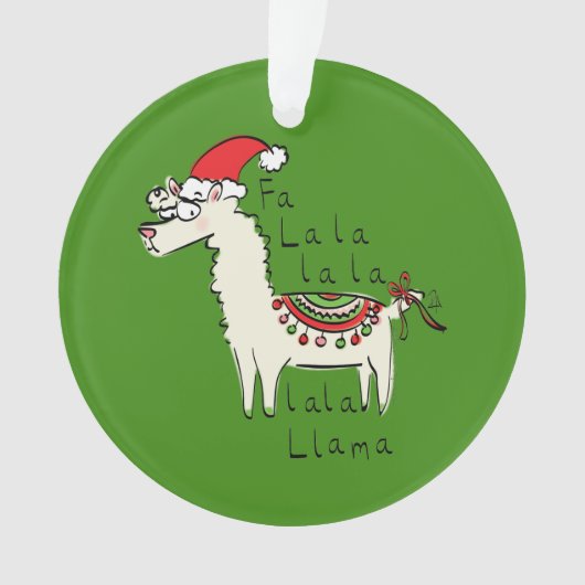Llama Niedlicher Weihnachtsurlaub Ornament (Vorderseite)