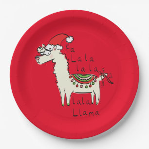 Llama Niedlicher Weihnachtsurlaub Pappteller