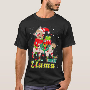 Llama Nini trägt Santa-Hut Weihnachts-Pyjama-Outfi T-Shirt