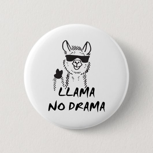 Llama No Drama - Funny "Kein Problem" La Button (Vorderseite)