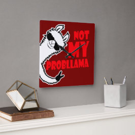 Llama Not My Probllama Peace Hand Sign Sunglasses Quadratische Wanduhr