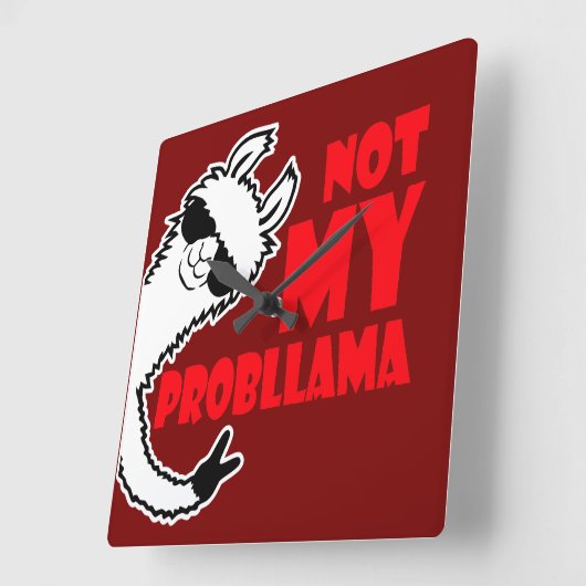Llama Not My Probllama Peace Hand Sign Sunglasses Quadratische Wanduhr (Winkel)