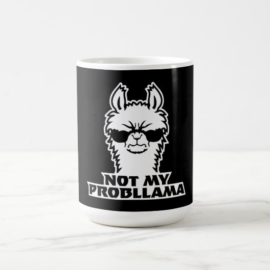 Llama Not My Probllama Sunglasses Cool Angry Mood Verwandlungstasse (Zentrum)