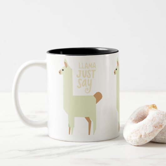 Llama nur sagen zweifarbige tasse (Mit Donut)