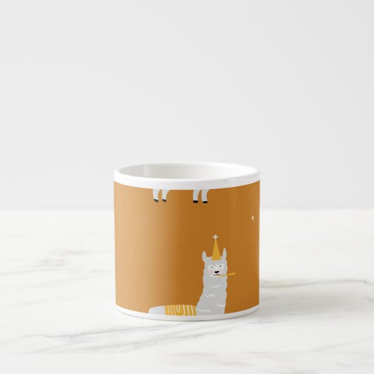 Llama, orange Hintergrund: Geburtstagsmuster. Espressotasse (Vorderseite)