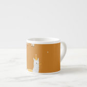 Llama, orange Hintergrund: Geburtstagsmuster. Espressotasse (Vorderseite Rechts)