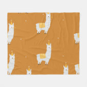 Llama, orange Hintergrund: Geburtstagsmuster. Fleecedecke (Vorderseite (Horizontal))