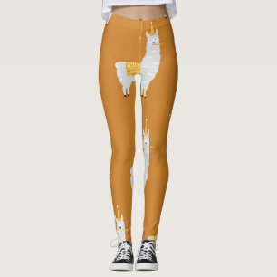 Llama, orange Hintergrund: Geburtstagsmuster. Leggings