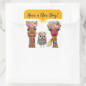 Llama, Owl und Giraffe Quadratischer Aufkleber (Tasche)