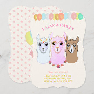 Llama Pajama Party Einladung