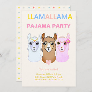 Llama Pajama Party Einladung