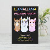 Llama Pajama Party Einladung (Stehend Vorderseite)