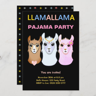 Llama Pajama Party Einladung
