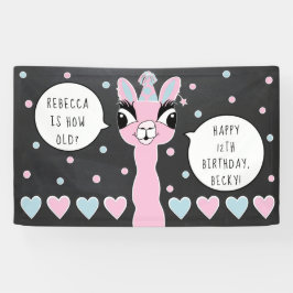 Llama Pajama Pink Girls Sleepover Party Banner