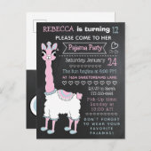 Llama Pajama Sleepover Party Chalkboard Postkarte (Vorne/Hinten)