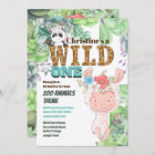 Llama Panda Bär niedlicher Dschungelfarm wild one Einladung (Vorne/Hinten)