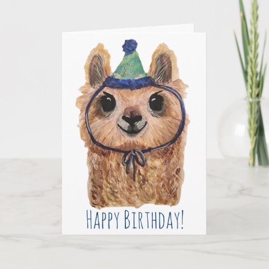Llama Party Animal Birthday Card Karte (Vorderseite)