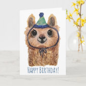 Llama Party Animal Birthday Card Karte (Gelbe Blume)