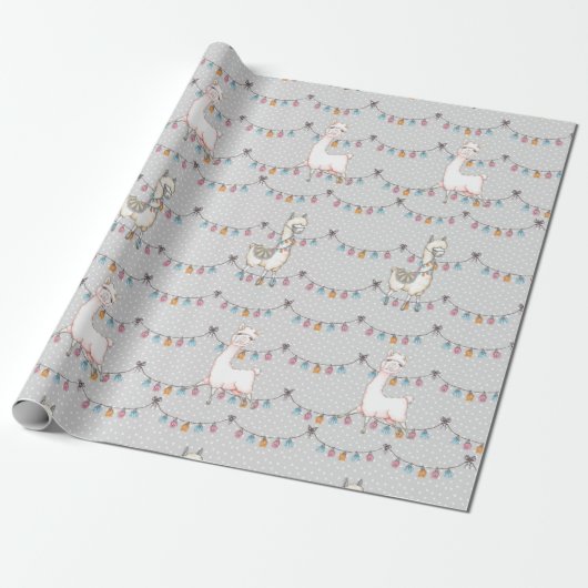 Llama Party Wrapping Paper Geschenkpapier (Ungerollt)