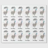 Llama Partying - Tier mit Party-Individuelle Name Geschenkpapier (Flach)