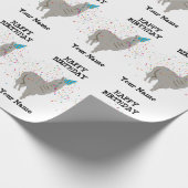 Llama Partying - Tier mit Party-Individuelle Name Geschenkpapier (Ecke)