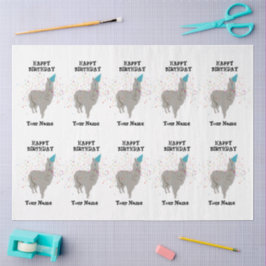 Llama Partying - Tier mit Party-Individuelle Name Seidenpapier
