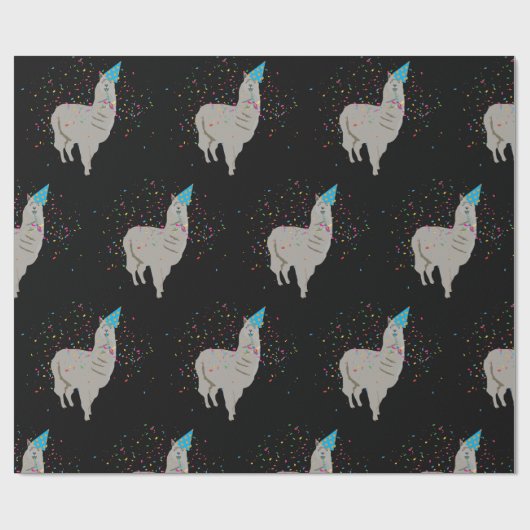 Llama Partying - Tiere mit Party Geschenkpapier (Flach)