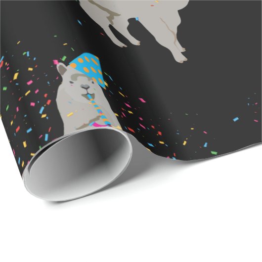 Llama Partying - Tiere mit Party Geschenkpapier (Rolleneckpunkt)