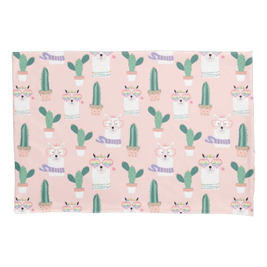 Llama Pattern Pillow Case Kissenbezug (Vorderseite-Links)