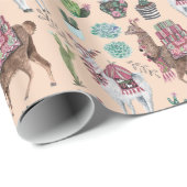 Llama | Pfirsich | Schleifpapier Geschenkpapier (Rolleneckpunkt)