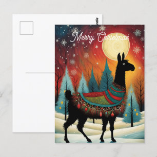 Llama Pine Tree Weihnachtsfeiertag Postkarte