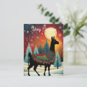 Llama Pine Tree Weihnachtsfeiertag Postkarte (Stehend Vorderseite)