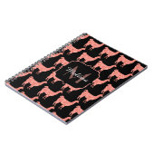 Llama pink coral glitter Sparkles pattern Monogram Notizblock (Linke Seite)