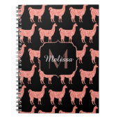 Llama pink coral glitter Sparkles pattern Monogram Notizblock (Vorderseite)