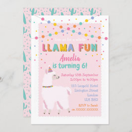Llama Pink Geburtstagsparty Einladung