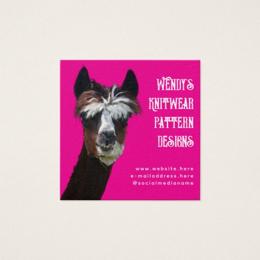 Llama Pink QR-Code Faserkarten (Vorderseite)
