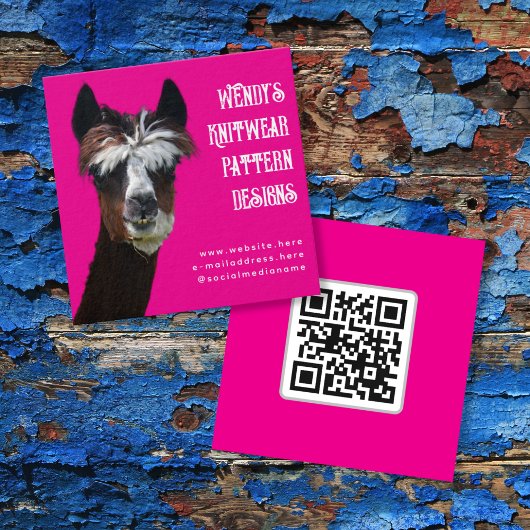 Llama Pink QR-Code Faserkarten