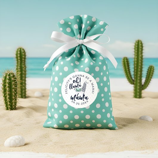 Llama Polka Dot Typographic Oh Llama Mama Shower Runder Aufkleber