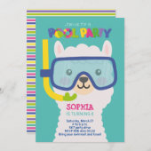 LLAMA POOL-PARTY EINLADUNG (Vorne/Hinten)