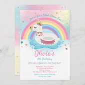 Llama Pool Party Geburtstag Einladung Girls (Vorne/Hinten)