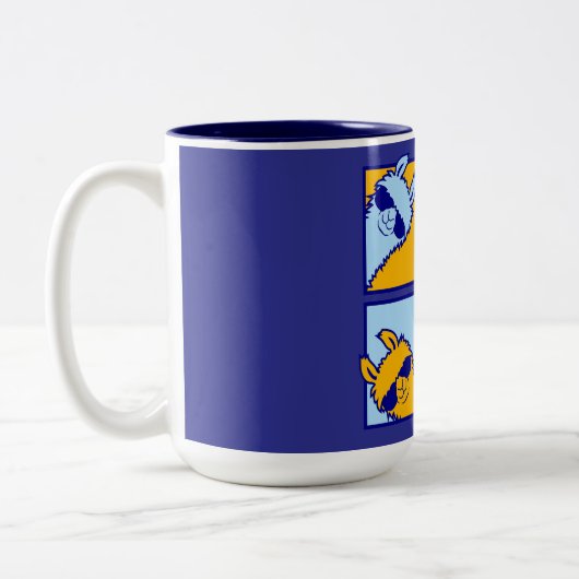 Llama Pop Art Quad Cool Sunglasses Pattern Retro A Zweifarbige Tasse (Links)