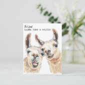 Llama Puns Postcard - Lllama selfie machen Postkarte (Stehend Vorderseite)