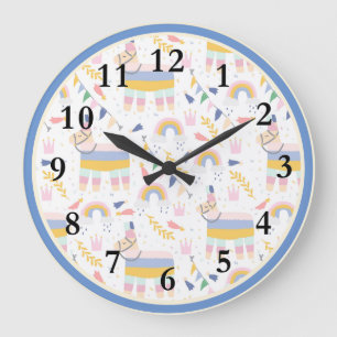 Llama Rainbow Baby Kinderzimmer Wall Clock Große Wanduhr