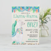Llama-Rama Birthday Einladung (Stehend Vorderseite)