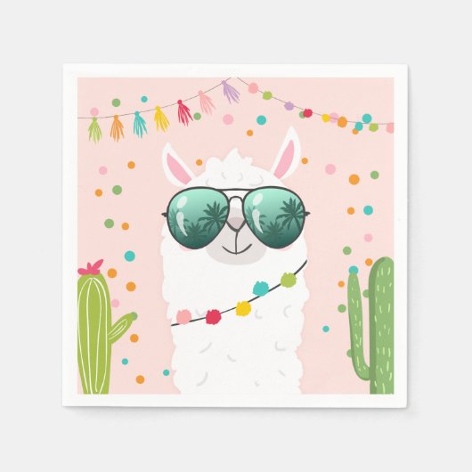Llama Rama Paper Napkins Fiesta Party Alpaca Serviette (Vorderseite)