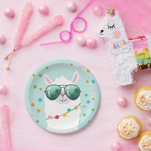 Llama Rama Paper Plate Mexican Fiesta Party Alpaca Pappteller (Party)