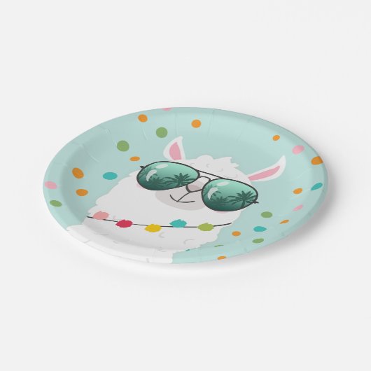 Llama Rama Paper Plate Mexican Fiesta Party Alpaca Pappteller (Schrägansicht)