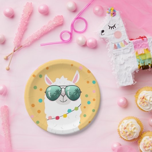 Llama Rama Paper Plate Mexican Fiesta Party Alpaca Pappteller (Party)