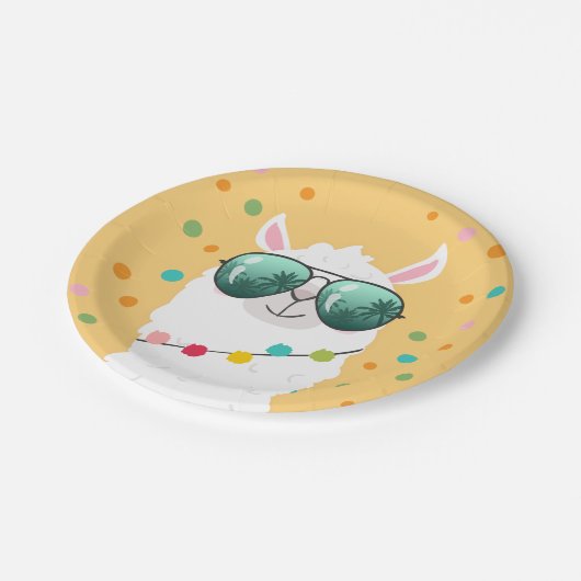 Llama Rama Paper Plate Mexican Fiesta Party Alpaca Pappteller (Schrägansicht)