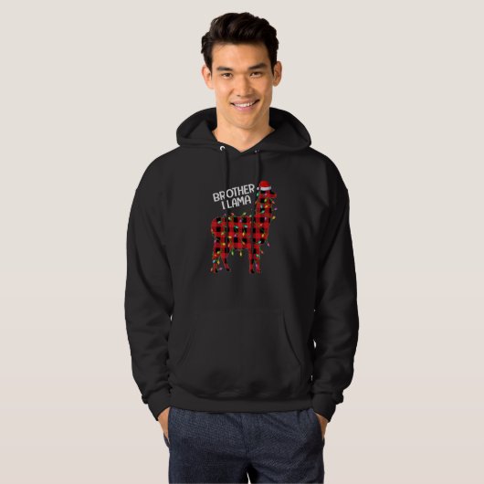 Llama Red Buffalo Kariert Brother Llama Christmas Hoodie (Vorne ganz)